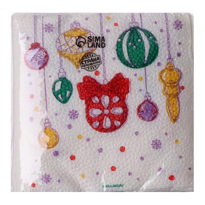 Салфетки новогодние бумажные &laquo;С Новым годом: шары&raquo;, однослойные, 24х24 см, 20 шт.