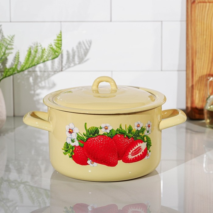 Кастрюля эмалированная цилиндрическая, 2,9 л, рисунок МИКС Кастрюля эмалированная цилиндрическая, 2,9 л, рисунок МИКС