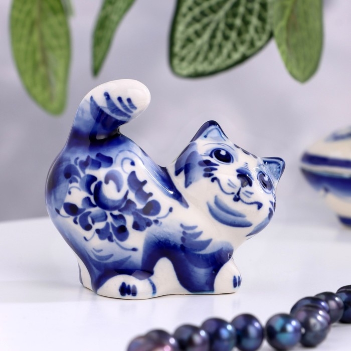Сувенир «Кот Васька», 7 см, гжель Сувенир «Кот Васька», 7 см, гжель