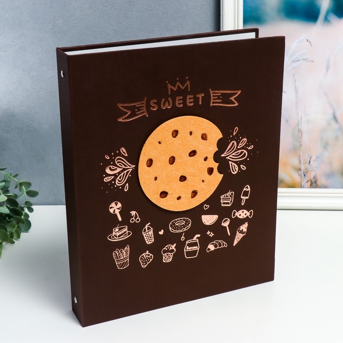 Фотоальбом на кольцах 30 листов+30 файлов Фотоальбом на кольцах 30 листов+30 файлов "Сладости" чёрные листы 31,4х25,8х5 см