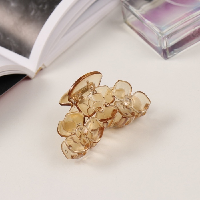 Краб для волос Краб для волос "Флориана" (набор 3 шт) цветы, 6,5 и 4 см, светло-коричневый