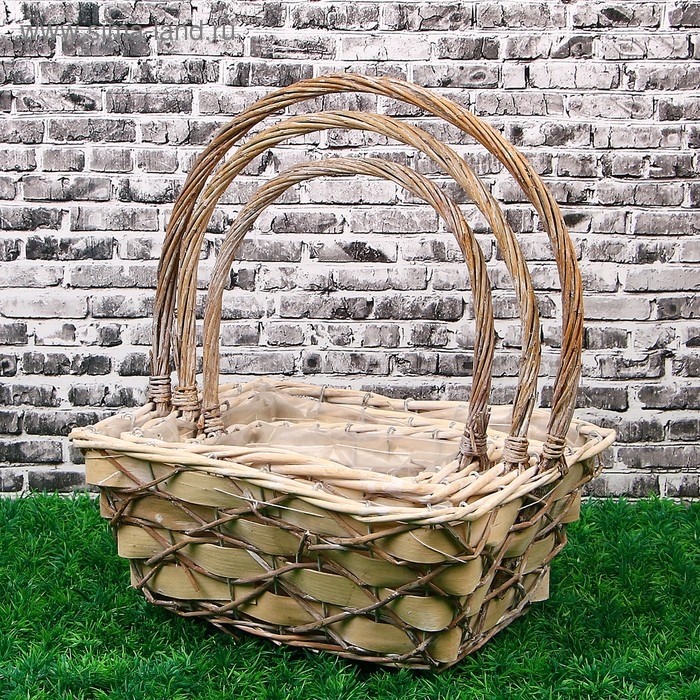 Набор корзин «Крестики», 3 шт: 32×25×13/37 см, 26×18×12/33 см, 20×14×9/29 см