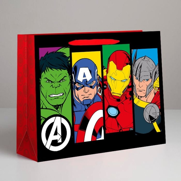 Пакет подарочный крафт Пакет подарочный крафт "С Днем Рождения" 40х31х11.5 см, Мстители