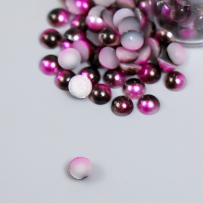 Декор "Полубусины и стразы. Градиент фиолетовый" d=6 мм 10г 200 шт 5х2,5 см  МИКС