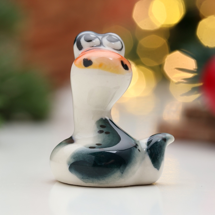 Новый год. Сувенир символ года  Новый год. Сувенир символ года "Змея Пупс", вид 2, гжель, цвет, 4 см