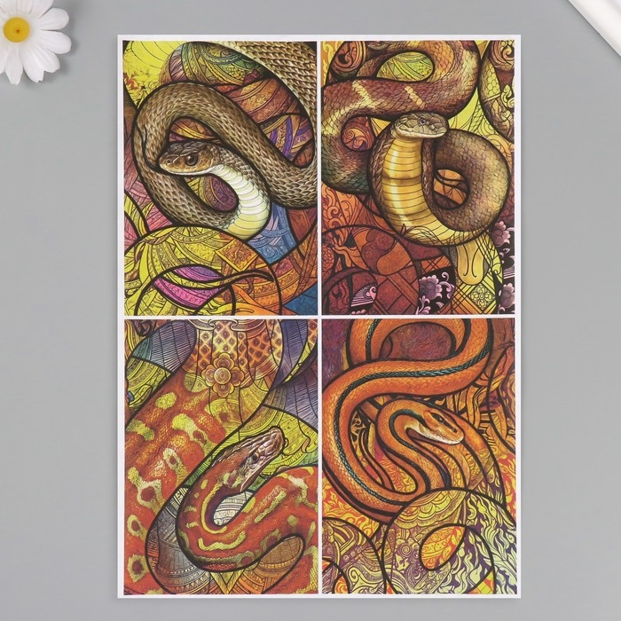 Набор декупажных карт 6 шт «Девушки и змеи», плотность 45 гр/м2, формат А4