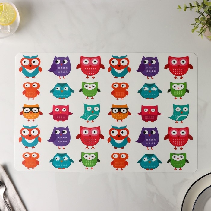 Салфетка сервировочная на стол «Совы», 42×27 см