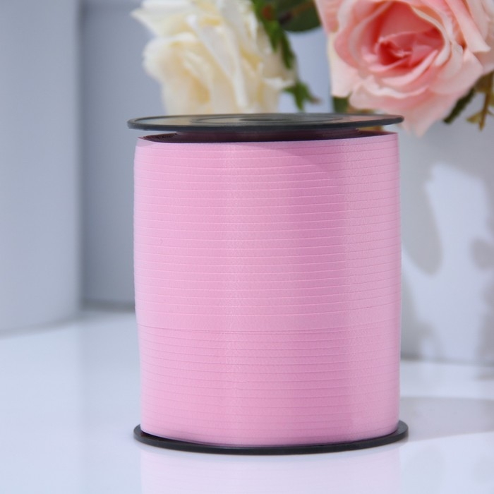 Лента для декора и подарков 0,5 см х 500 м, розовая Лента для декора и подарков 0,5 см х 500 м, розовая
