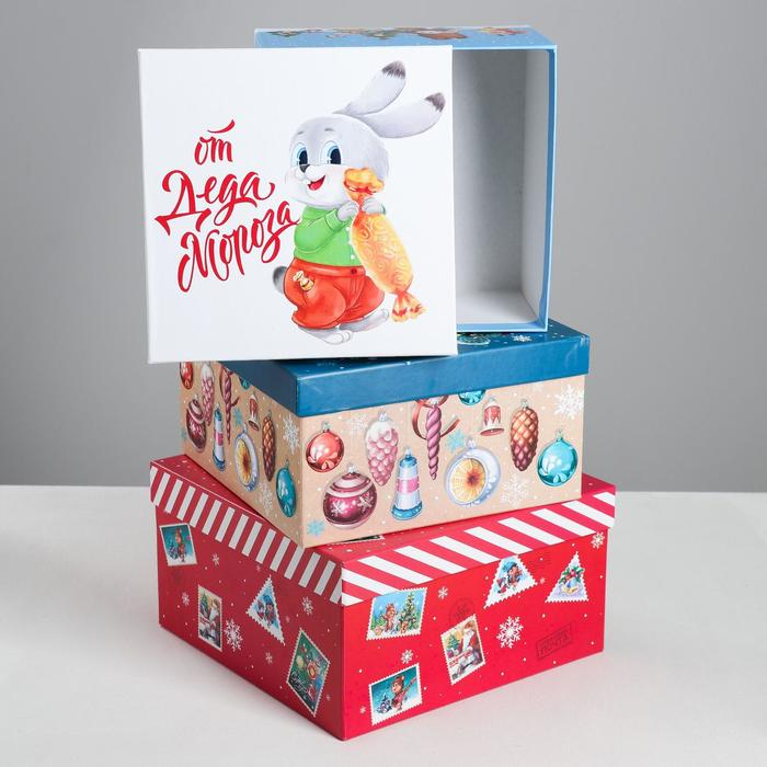 Набор подарочных коробок 3 в 1 «Советский», 18 х 18 х 10‒22 х 22 х 12 см, Новый год