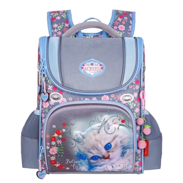 Ранец школьный Стандарт, раскаладной, 35 х 22 х 12 см, Across 191, наполнение: мешок, серый ACR22-191-9 Ранец школьный Стандарт, раскаладной, 35 х 22 х 12 см, Across 191, наполнение: мешок, серый ACR22-191-9