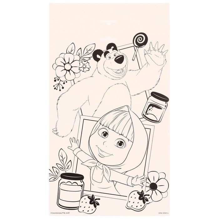 Игра развивающая на липучках Игра развивающая на липучках "Изучаем цвета", Маша и медведь