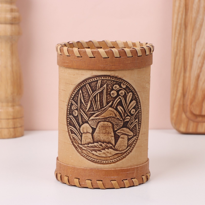 Туес &laquo;Грибочки&raquo;, 8&times;8&times;14 см, береста