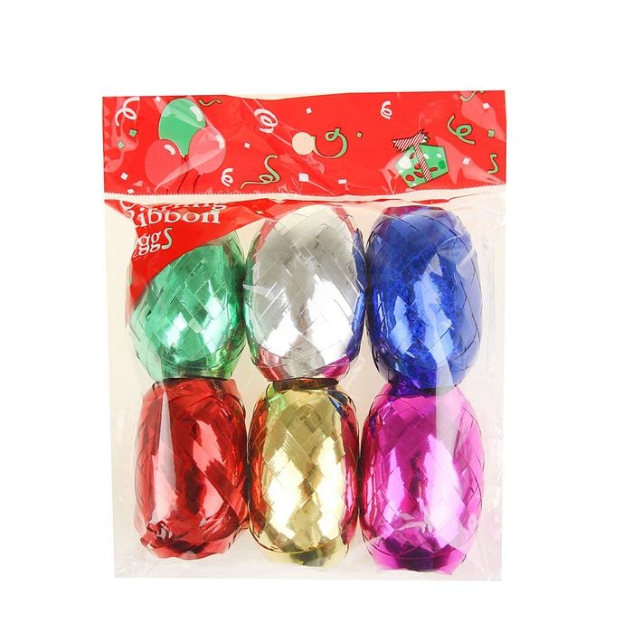 Лента упаковочная металлизированная, ассорти, набор 6 шт., 0,5 см х 10 м Лента упаковочная металлизированная, ассорти, набор 6 шт., 0,5 см х 10 м