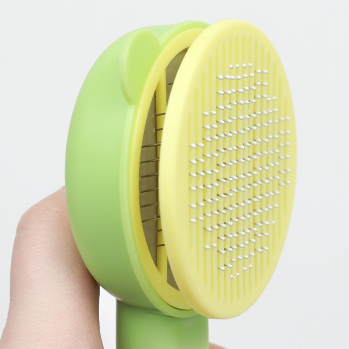 Пуходёрка пластиковая Пуходёрка пластиковая "Кошка" с функцией самоочистки, 8,5 х 20 см, зелёная