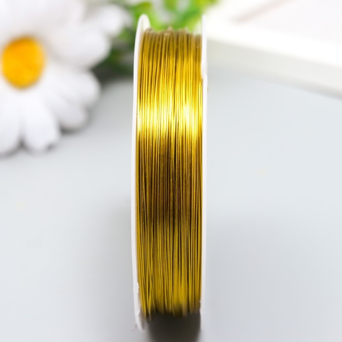 Проволока для бисера d 0,3 мм, золото рул.50 м Проволока для бисера d 0,3 мм, золото рул.50 м