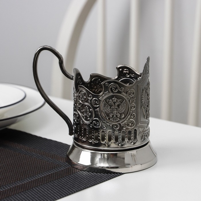 Подстаканник «Герб РФ», стакан d=6,1 см, никелированный, с чернением Подстаканник «Герб РФ», стакан d=6,1 см, никелированный, с чернением