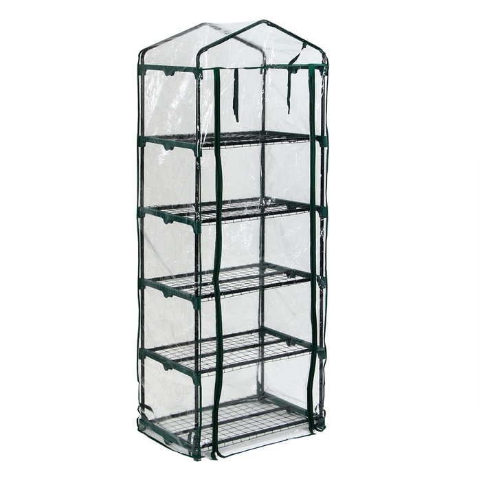 Парник-стеллаж, 5 полок, 193 × 69 × 49 см, металлический каркас d = 16 мм, чехол плёнка 80 мкм, Greengo Парник-стеллаж, 5 полок, 193 × 69 × 49 см, металлический каркас d = 16 мм, чехол плёнка 80 мкм, Greengo