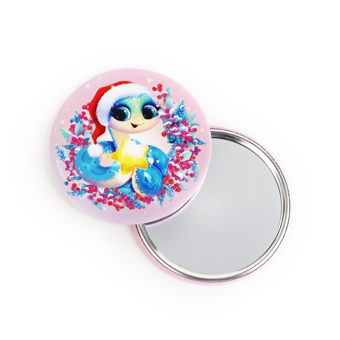 Зеркало карманное новогоднее «Новый год: Милая змейка», диам.7 см Зеркало карманное новогоднее «Новый год: Милая змейка», диам.7 см