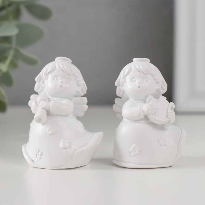 Сувенир полистоун Сувенир полистоун "Ангелочек-музыкант в платье" МИКС 3х3,5х5 см