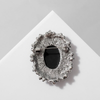 Брошь "Камея" в жемчуге, цвет серый в чернёном серебре