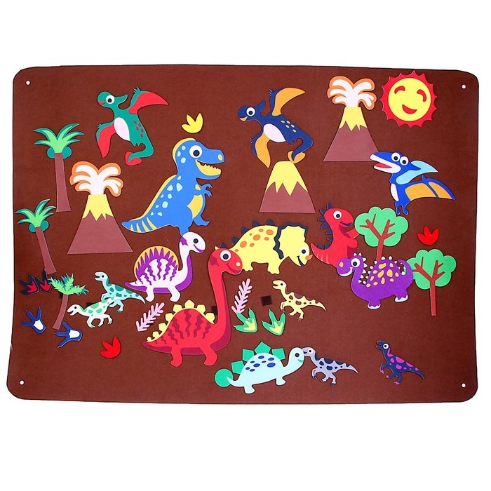 Бизиборд на стену из фетра «Динозавры и драконы» 32 детали на липучке, размер поля — 105 × 75 см Бизиборд на стену из фетра «Динозавры и драконы» 32 детали на липучке, размер поля — 105 × 75 см