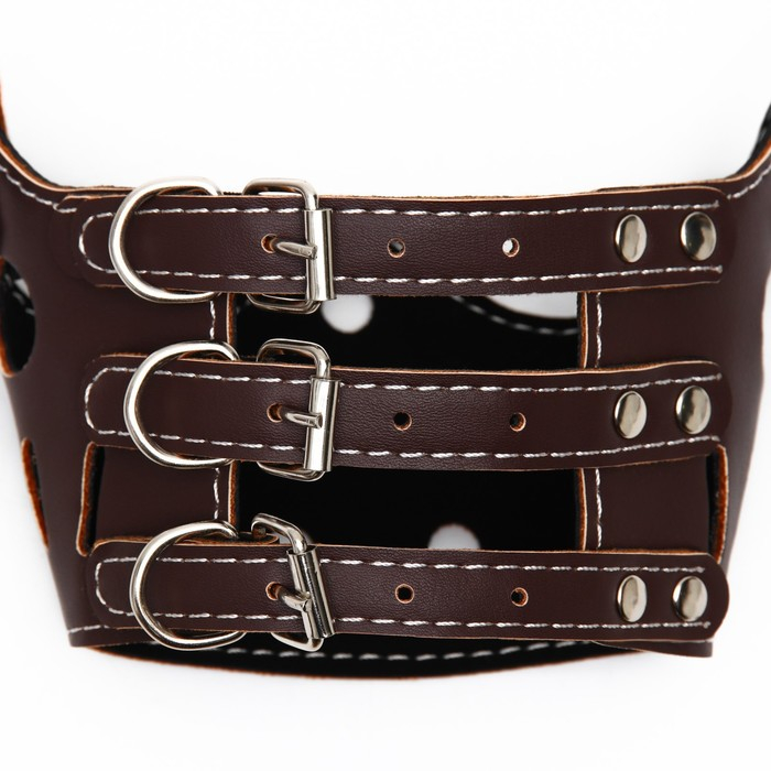 Намордник из прессованной кожи регулируемый, №3, ДН 6,8 см, ОМ 21-28 см, коричневый Намордник из прессованной кожи регулируемый, №3, ДН 6,8 см, ОМ 21-28 см, коричневый