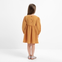 Платье детское с длинным рукавом KAFTAN "Муслин", размер 34 (122-128 см) цвет горчичный