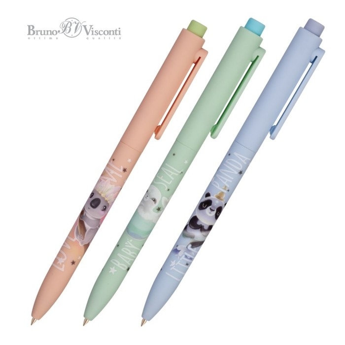 Ручка шариковая автоматическая FreshWrite FunClick Ручка шариковая автоматическая FreshWrite FunClick "Милота зашкаливает" 0.7 мм, синие пигментные чернила, корпус Soft Touch, МИКС