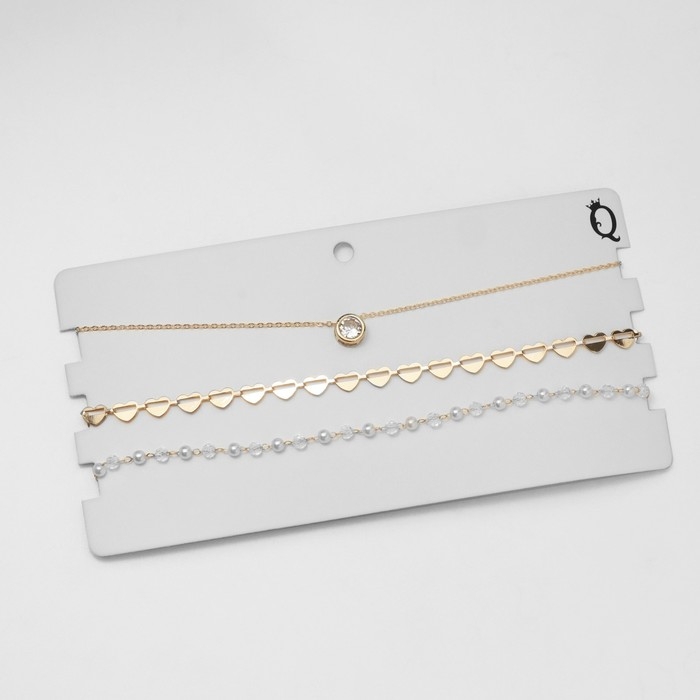 Чокер «Трио» сердца (набор 3 шт.), цвет бело-золотой, 32 см Чокер «Трио» сердца (набор 3 шт.), цвет бело-золотой, 32 см