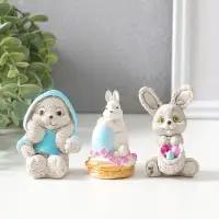 Набор фигурок пасхальных 3 шт. &laquo;Милые кролики&raquo;, 6&times;5 см