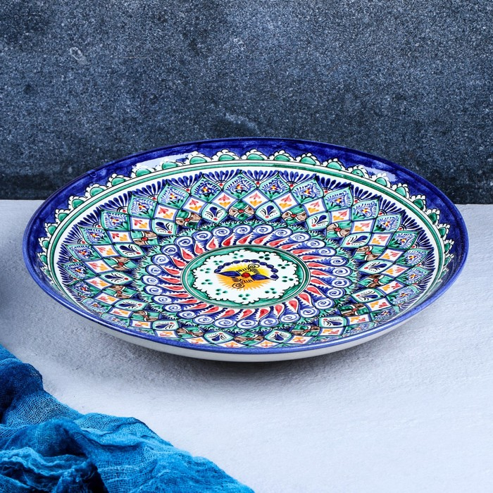 Ляган Риштанская Керамика "Узоры", 32 см, синий