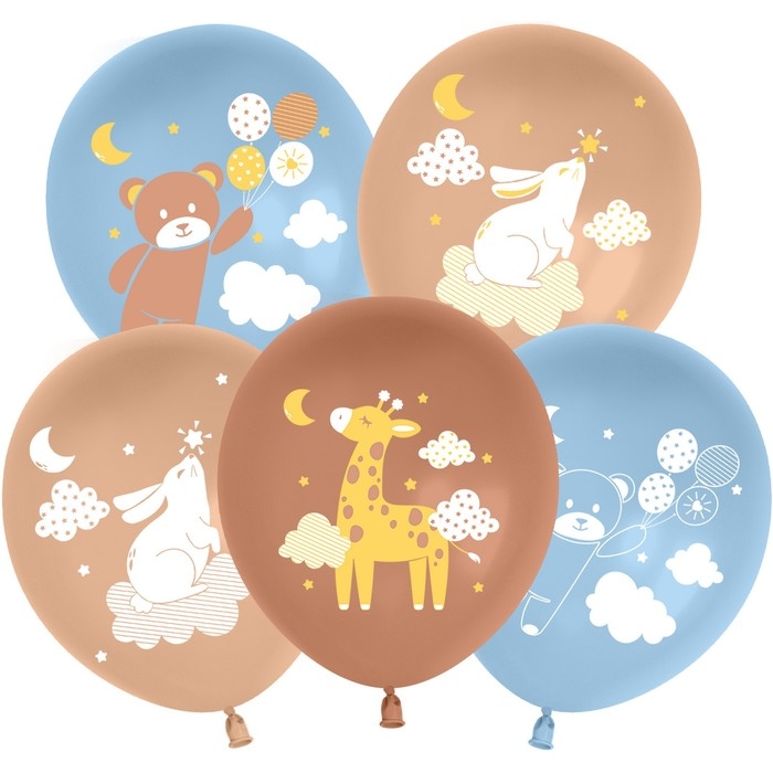 Шар латексный 12 Шар латексный 12" «Любимые зверята», пастель, 2 ст., набор 25 шт., МИКС