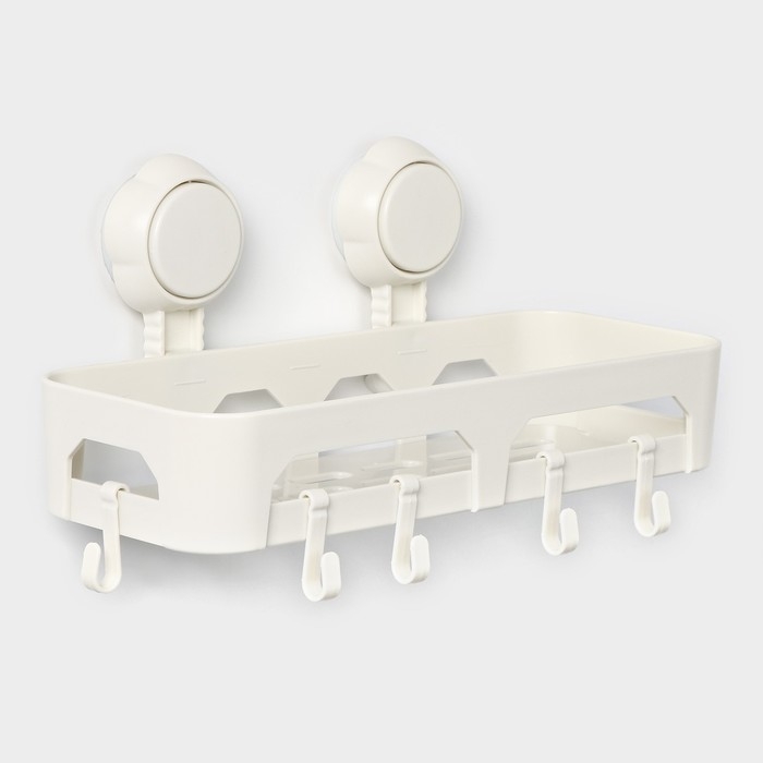 Полка на вакуумных присосках, 30×13×16 см, цвет белый Полка на вакуумных присосках, 30×13×16 см, цвет белый