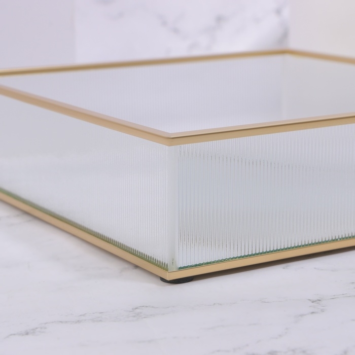 Органайзер для хранения «RIPPLES», стеклянный, с зеркальным дном, 1 секция, 20 × 20 × 5 см, цвет прозрачный/медный