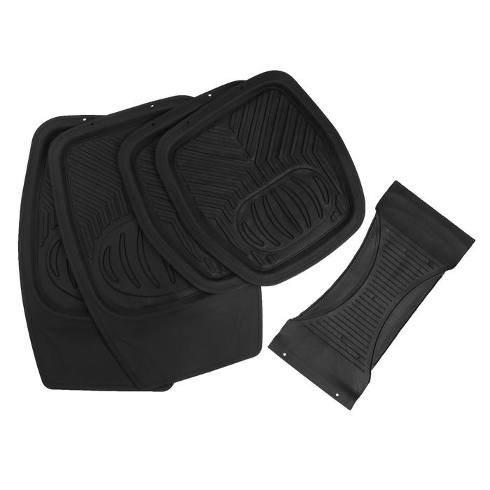 Коврики автомобильные TORSO, резина, 70×48 см, 48×48 см, черный, набор 5 шт Коврики автомобильные TORSO, резина, 70×48 см, 48×48 см, черный, набор 5 шт