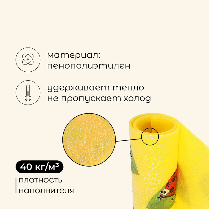 Коврик туристический maclay «Божья коровка», 180х60х1 см, цвет жёлтый Коврик туристический maclay «Божья коровка», 180х60х1 см, цвет жёлтый