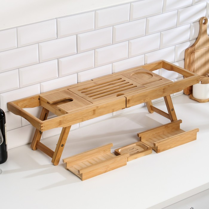 Столик- винница для ванны, большой, 75 (109) х 23 х 4,5 см, дерево Столик- винница для ванны, большой, 75 (109) х 23 х 4,5 см, дерево