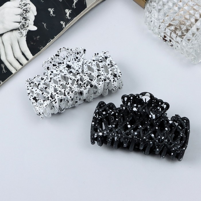 Краб для волос Краб для волос "Эфи" паутинка, 9 см, чёрный белый