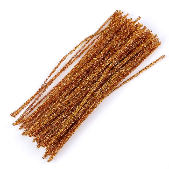 Проволока с ворсом для поделок «Блеск», набор 50 шт, размер 1 шт: 30×0,6 см, цвет золотой