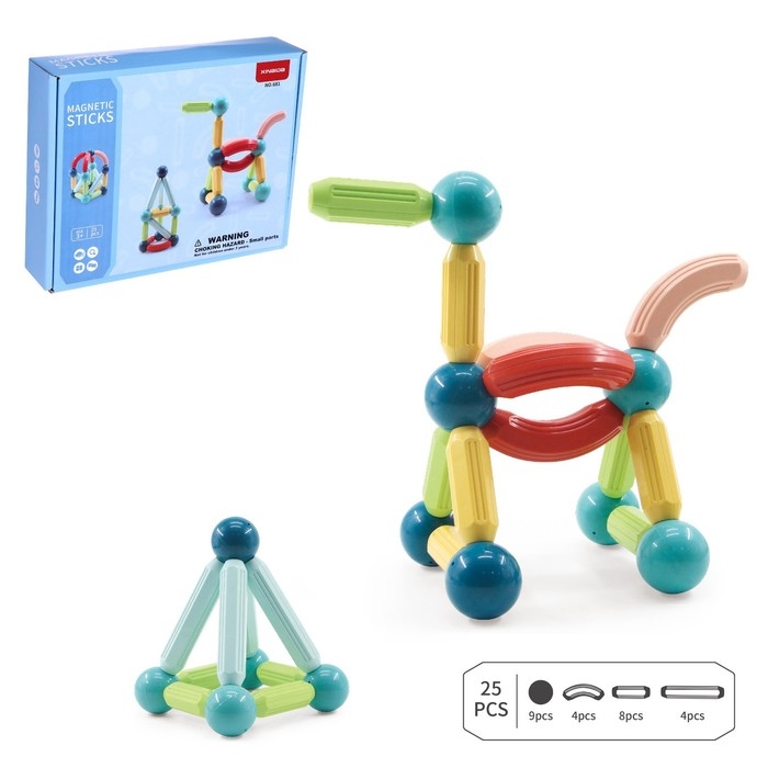 Конструктор магнитный для малышей «Магические палочки», 25 деталей Конструктор магнитный для малышей «Магические палочки», 25 деталей