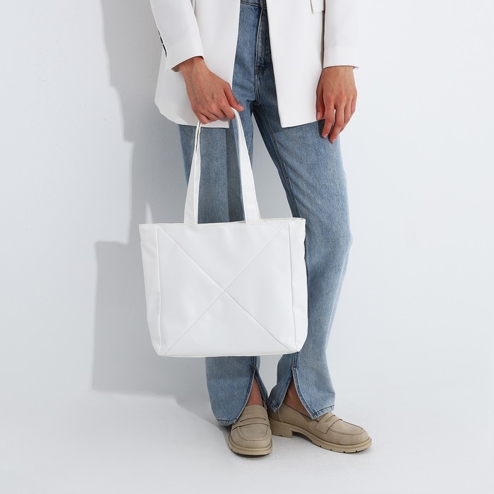 Сумка-шопер женская на магните, цвет белый