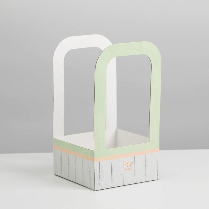 Коробка-переноска для цветов «For you», 12 × 12 × 22 см Коробка-переноска для цветов «For you», 12 × 12 × 22 см