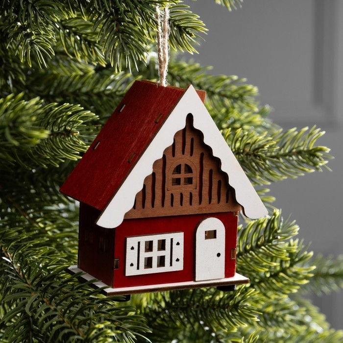 Подвеска световая Подвеска световая "Красный домик", 9.5х5.5х10 см, 1 LED, AG10x3 (в компл.), свечение тёплое белое