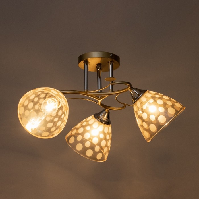 Светильник потолочный Соллар 54х54х26 , 3х60Вт Е27, Золото, хром Светильник потолочный Соллар 54х54х26 , 3х60Вт Е27, Золото, хром