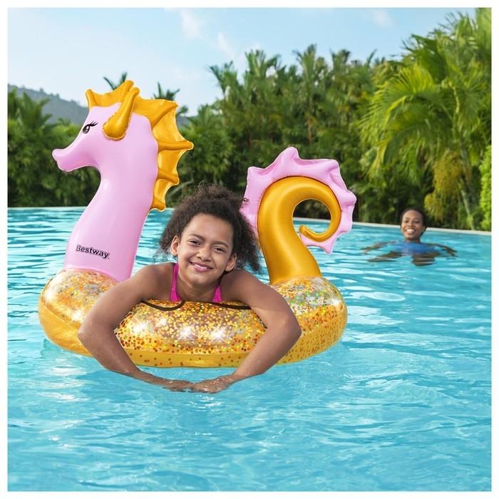 Круг для плавания Glitter Seahorse Swim Ring, 115 х 104 см, 36305