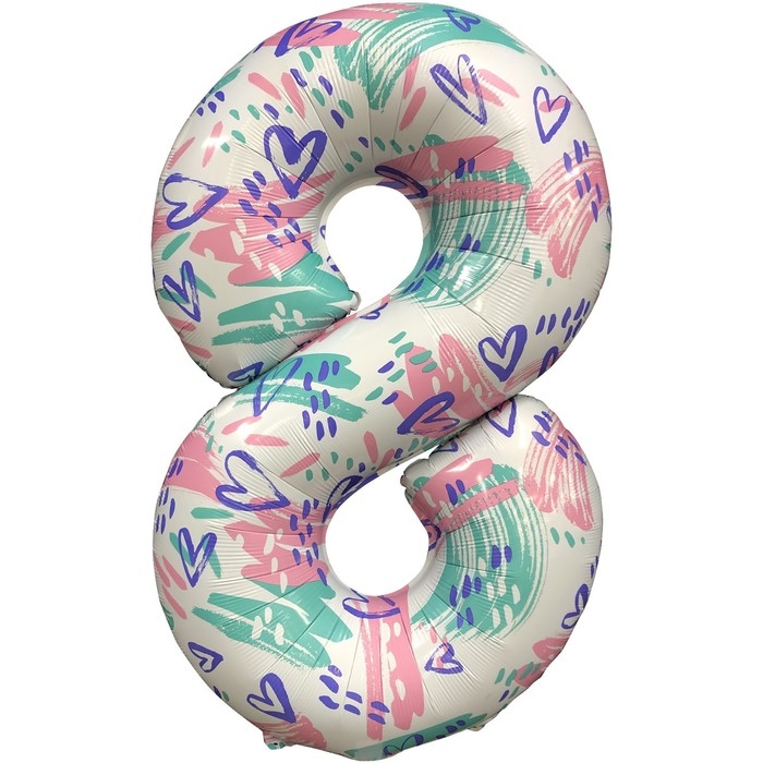 Шар фольгированный 40 Шар фольгированный 40" «Цифра 8», Slim, нежный паттерн