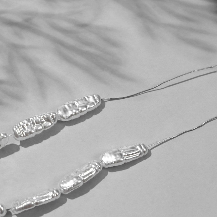 Бусины пластиковые на нити «Жемчуг» 1,8×0,8×0,4 см, (набор 90 шт.), цвет белый