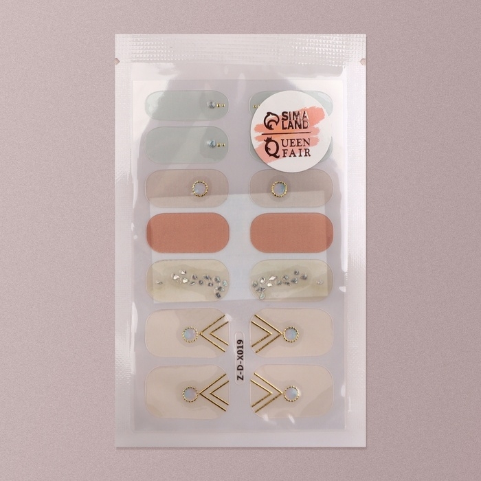 Лаковые полоски для маникюра, 14 шт, цвет бежевый/розовый/голубой Лаковые полоски для маникюра, 14 шт, цвет бежевый/розовый/голубой