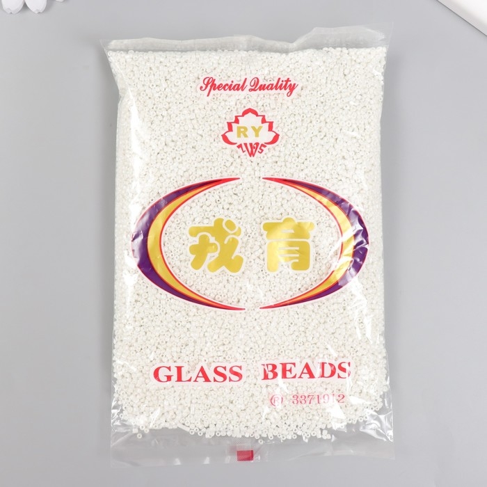 Бисер стекло 12/0  Бисер стекло 12/0 "Ультрабелый" металлик 450 гр