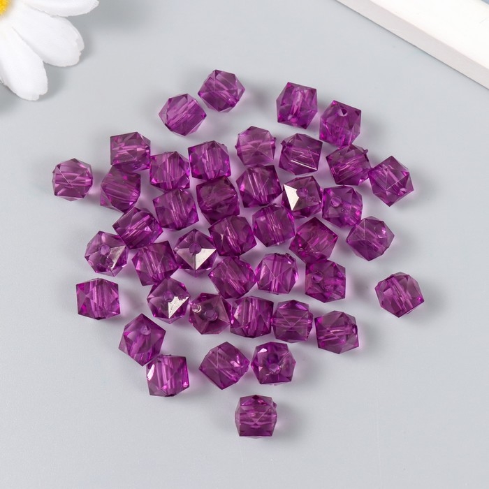 Бусины пластик Бусины пластик "Кристалл многогранник. Ежевичный" прозрачный набор 20 гр 1х1х1 см